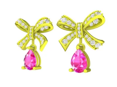A7817 Luxury Diamond Bow Earrings 3D print model