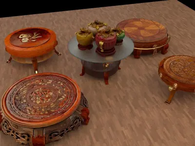 Chinese display stand with yuan bao treasure bowel  3D model