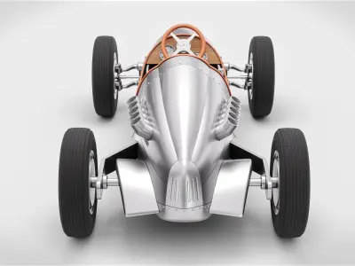 Silver Racing Push Car - Kids 3D model