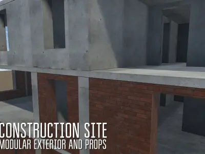 Construction site - modular exterior and props Low-poly 3D model
