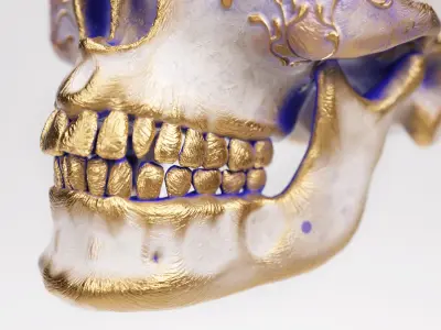 Sculpted gold Skull Low-poly 3D model