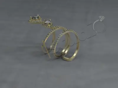 Luxury ring like snake with gems and large diameter 3d model 3D print model