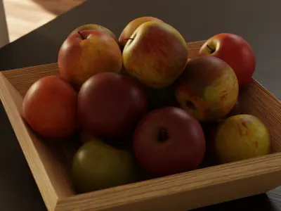 Fruit bowl apples Low-poly 3D model