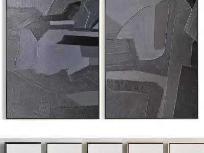 Plaster Two Photo Frame 327 Low-poly 3D model