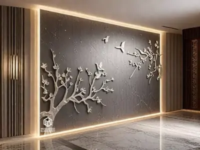 modern panel wall decor set wall relief mural CNC 118 3D model