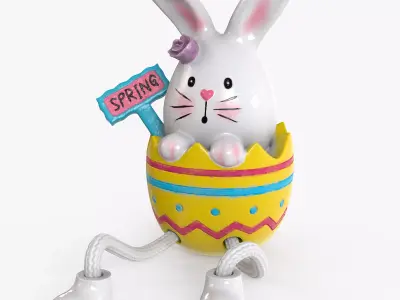 Easterbunny Sculpture With Sign Low-poly 3D model