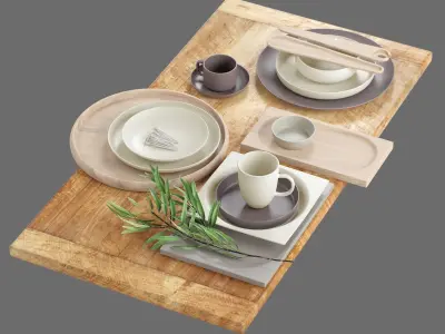 Decor Japanese dishes Set 87 3D model