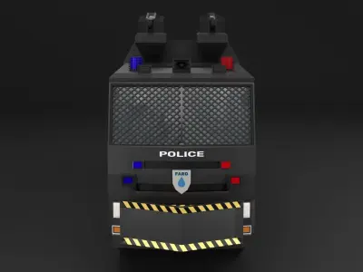 Police Water Cannon Truck Lowpoly 3D Model 3D model