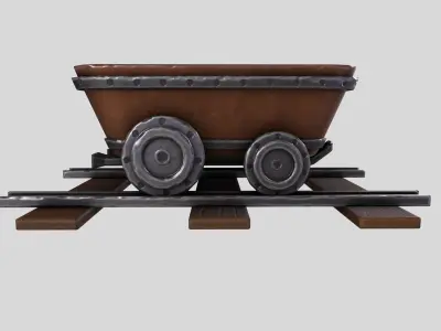 Stylized MineCart Free low-poly 3D model