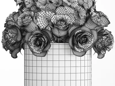 Decorative bouquet of flowers 3D model