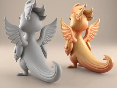 Adorable Baby Phoenix 3D Model 3D print model