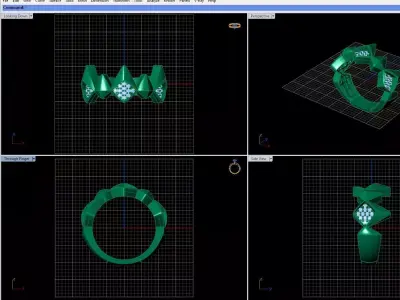 Avant-Garde Geometric Gold Ring with Sculpted Accent Panels 3D print model