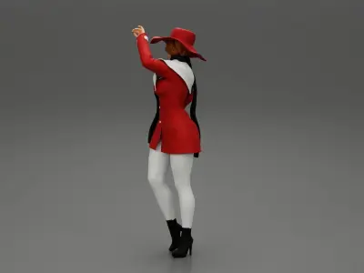 girl in christmas costume with hat standing and posing 3D print model