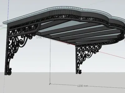 3D Model Iron Glass Roof Art Mounted Villa Facade 3D model 3D model
