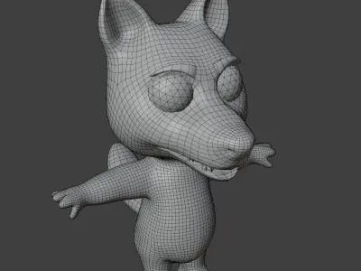 Cartoon Red Wolf 3D Model Low-poly 3D model