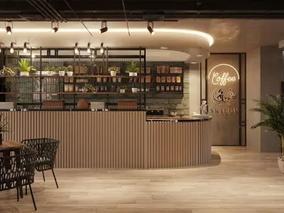 Modern Restaurant Interior Scene Elegant Dining 3D model