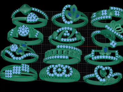 48 light weighted gold and silver rings  3D print model