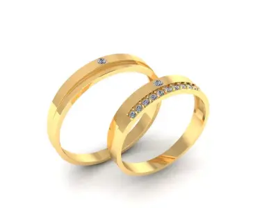 Simple Diamond Wedding Ring 3D print model  3D print model