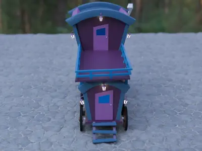 wagon cartoon theme Low-poly 3D model 3D model