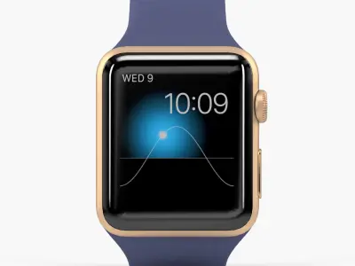 Apple Watch Gold Aluminum Case Midnight Blue Sport Band Low-poly 3D model