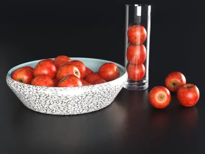 Apple fruits with plate 3D model