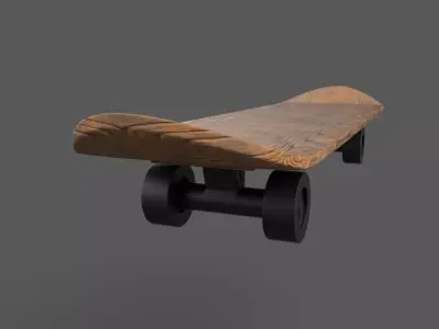 Skateboard Low-poly 3D model 11