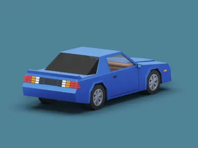 Stylized Cartoon Coupe Car 80s   Low-poly 3D model