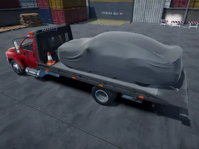 Rollback towing truck unity asset Low-poly 3D model