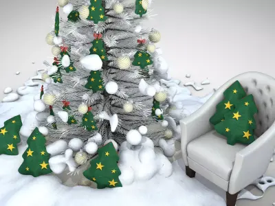 Christmas Tree Pouf and Pillow 3D Model 3D model