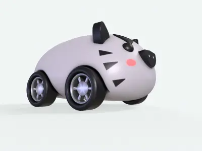 Cartoon Zebra Car Cute Low-poly 3D model