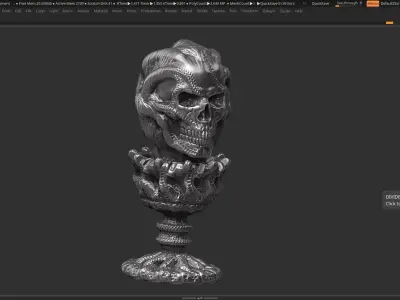 skull candle low poly and high poly 3d print model Low-poly 3D model