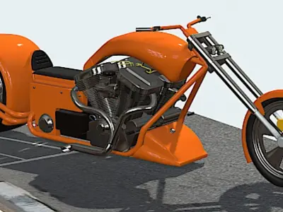 Pro Street V-Quad 250hp Chopper - High Poly 3D model