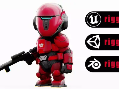 TOON MECHA SOLDIER  Rigged for Unreal Engine - Unity - MIXAMO  3D model