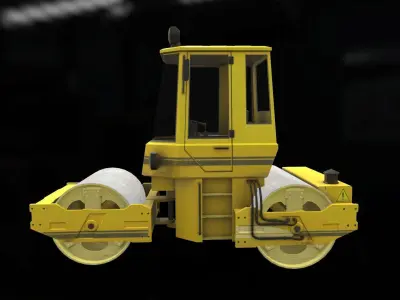 Asphalt Roller Low-poly 3D model