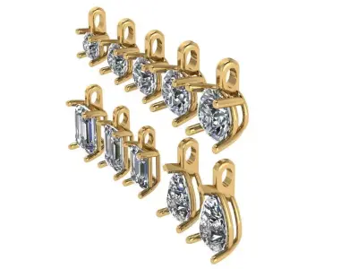 Griff 4 prong setting  diamond set of 10 simple straight bail  3D print model