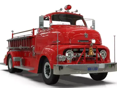 Vintage COE Firetruck with Complete Firefighting Equipment  3D model