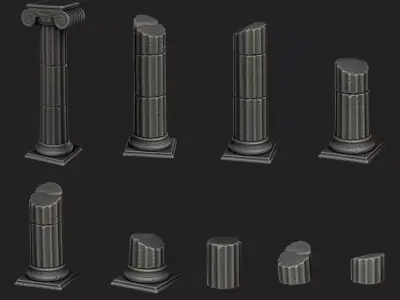 Stylized Roman Columns Ruins 3D model