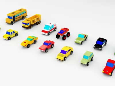 Low Poly Cars toy 3D model
