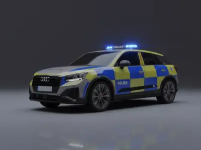 Audi Q2 British Police Patrol Vehicle - High Detail  Low-poly 3D model