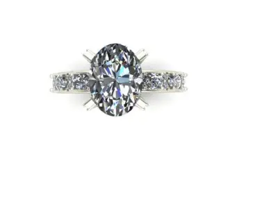 Engagement Ring With Oval Diamond 3D model