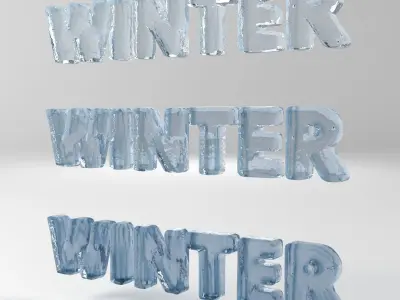 Winter Text Low-poly 3D model