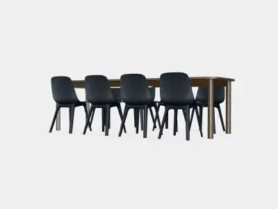 STRANDTORP - ODGER Table and 8 chairs Low-poly 3D model