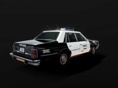 80s Police retro car Low poly Model Low-poly 3D model
