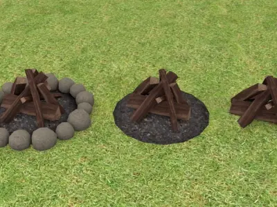 Campfire how to build fire pit Free low-poly 3D model