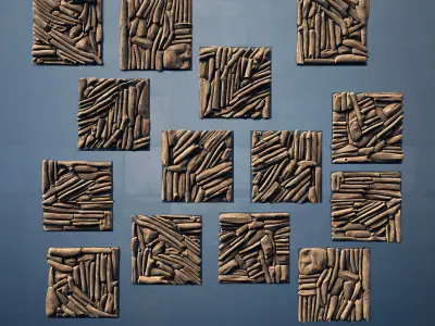 Rectangle  panel branch splinter Big n3 3D model