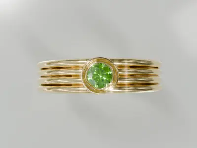 Golden Strands Ring with Peridot - Free 3D print ready  Free 3D print model