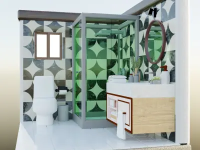 Isometric Bathroom Low poly Low-poly 3D model