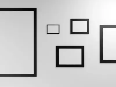 Gallery Wall Frames 5 models set Low-poly 3D model