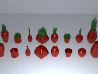 Hammered Copper Pots Collection Low-poly 3D model