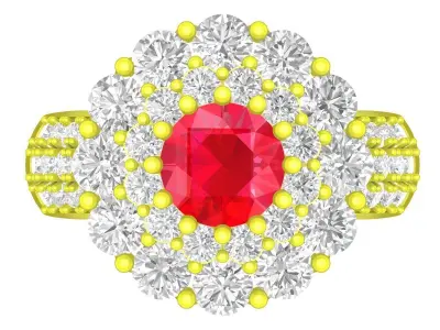 Luxury Halo Cluster Ring for Women  4408 3D print model